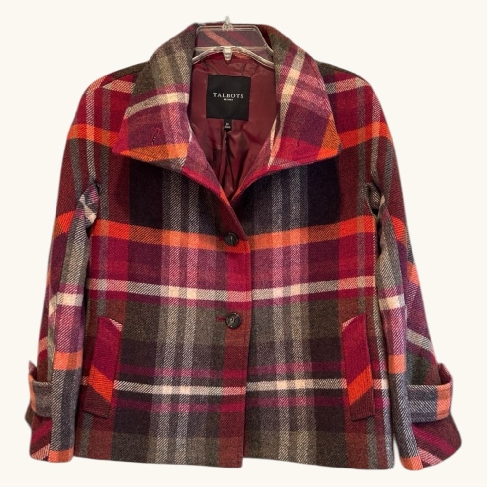 Talbots Petites Wool-Blend Plaid Coat Jacket — Size 2P